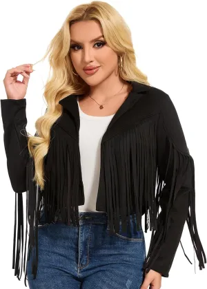 ATAMET 70s Women's Fringe Jackets Faux Suede Leather 60s Party Clothes, Halloween 2025 Fashion Tassel Motorcycle Coats