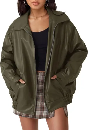 AUTOMET Womens Oversized Leather Jackets Faux Suede Fall Fashion Motorcycle Coats Winter Outfits Clothes Y2k Tops