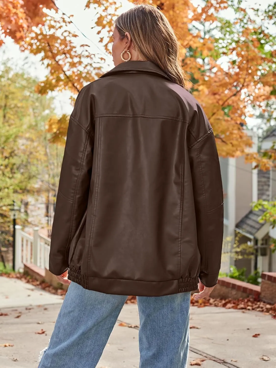 AUTOMET Womens Oversized Leather Jackets Faux Suede Fall Fashion Motorcycle Coats Winter Outfits Clothes Y2k Tops