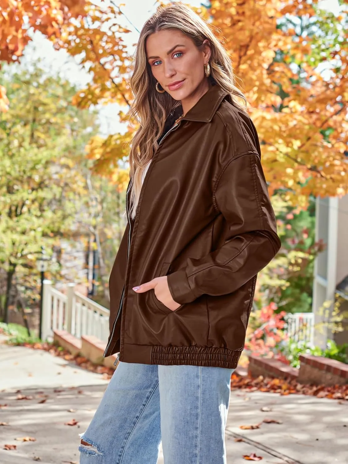 AUTOMET Womens Oversized Leather Jackets Faux Suede Fall Fashion Motorcycle Coats Winter Outfits Clothes Y2k Tops