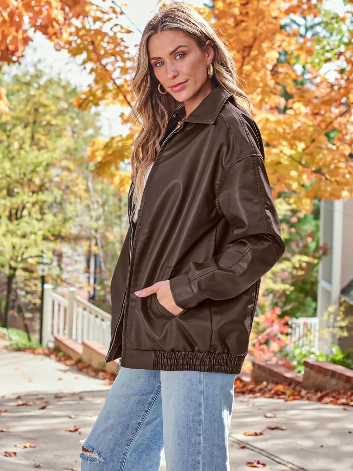 AUTOMET Womens Oversized Leather Jackets Faux Suede Fall Fashion Motorcycle Coats Winter Outfits Clothes Y2k Tops