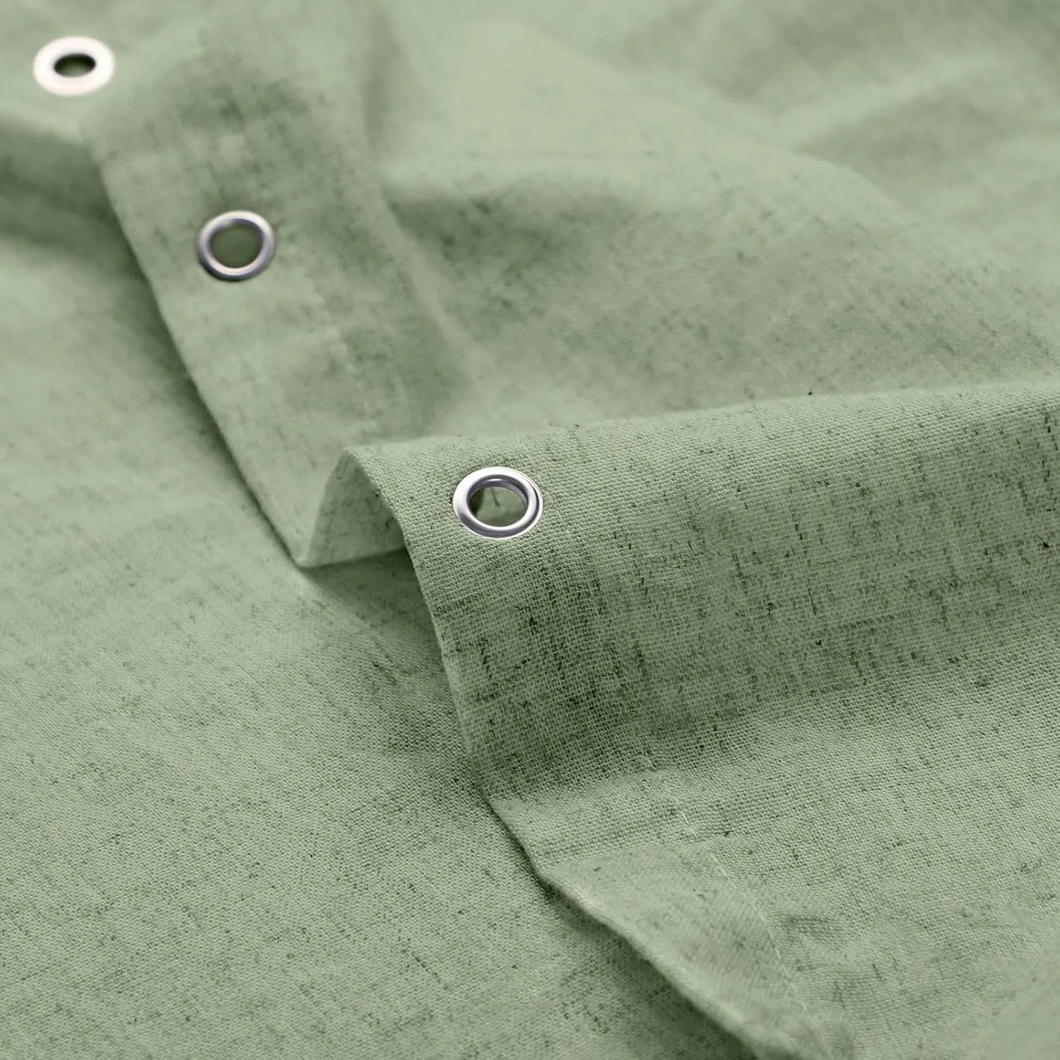 Awellife Sage Green Farmhouse Shower Curtain with A Ruffle Hem Linen Blend Shower Curtain for Bathroom Nature