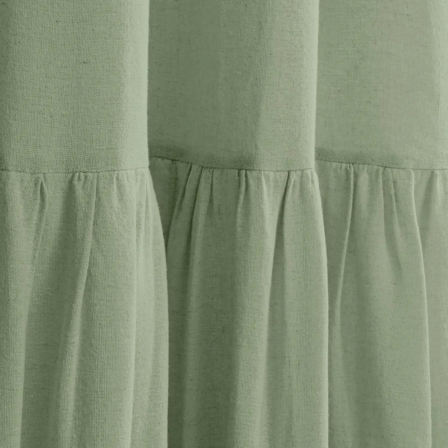 Awellife Sage Green Farmhouse Shower Curtain with A Ruffle Hem Linen Blend Shower Curtain for Bathroom Nature