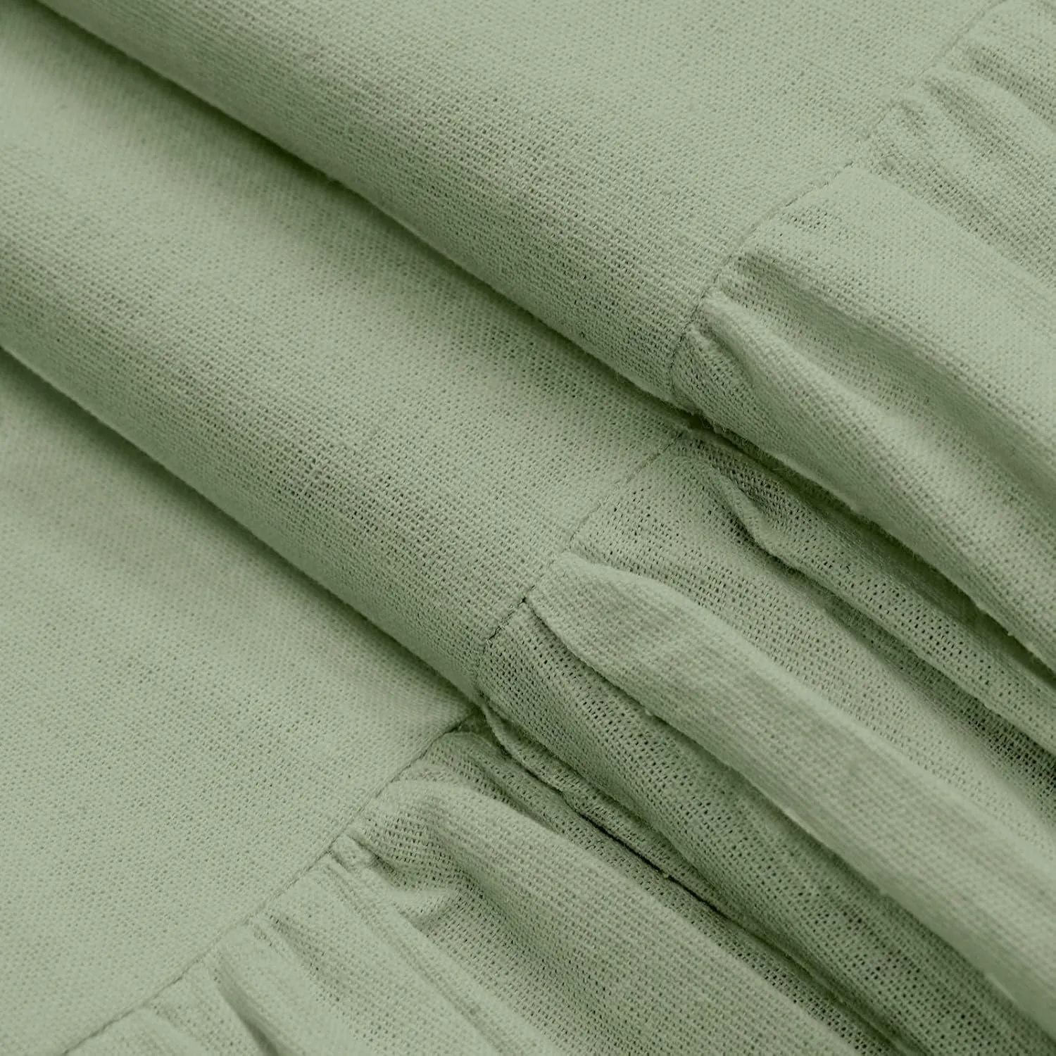 Awellife Sage Green Farmhouse Shower Curtain with A Ruffle Hem Linen Blend Shower Curtain for Bathroom Nature