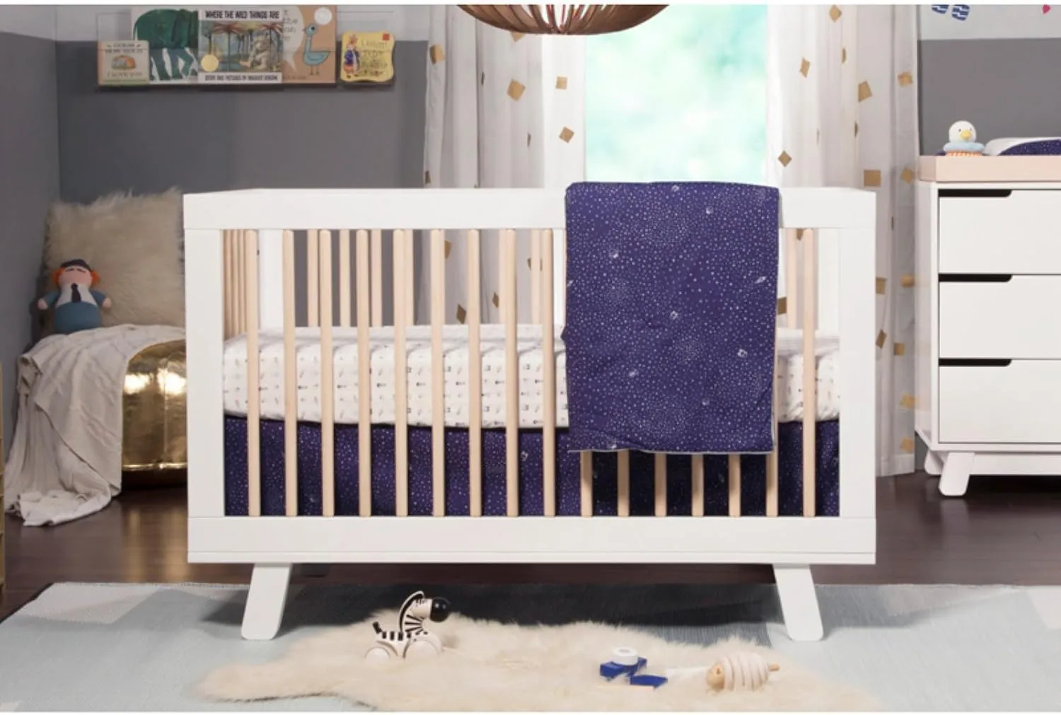 Babyletto Hudson 3-in-1 Convertible Baby Crib - GREENGUARD Gold Certified - Convertible Crib to Toddler Bed and Daybed - Baby Bed with 4 Adjustable Heights - Wooden Crib - Washed Natural