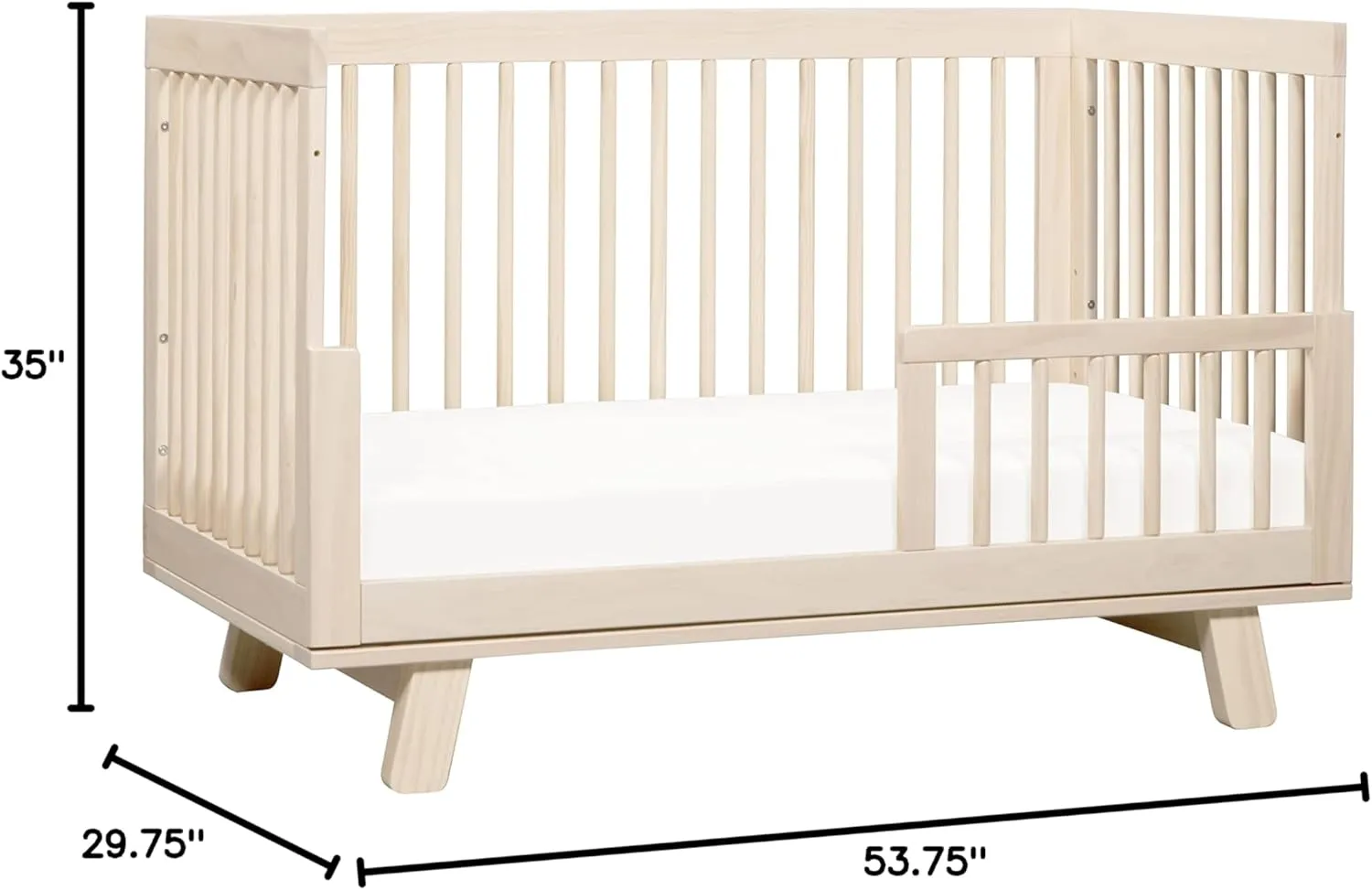 Babyletto Hudson 3-in-1 Convertible Baby Crib - GREENGUARD Gold Certified - Convertible Crib to Toddler Bed and Daybed - Baby Bed with 4 Adjustable Heights - Wooden Crib - Washed Natural