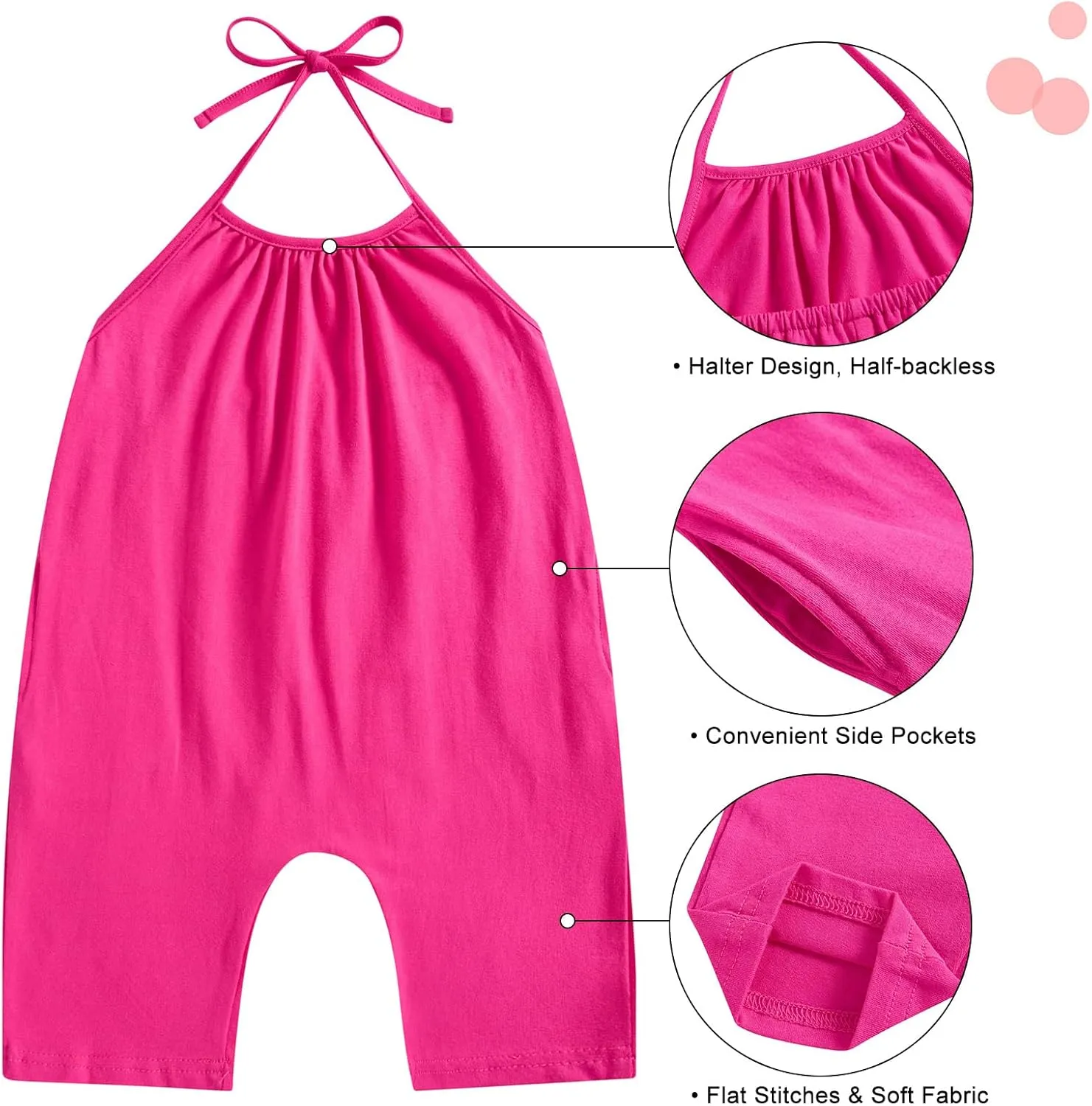 Backless Strap Slouch Jumpsuit for Toddler Girls Cute Harem Halter Romper Pants with Pockets
