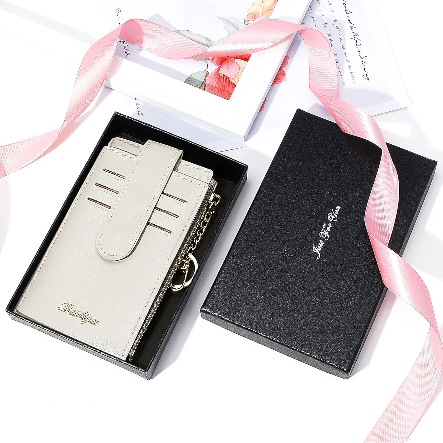 Badiya RFID Card Holder Wallet for Women Slim Wallets Bifold Multi Card Case Zipper Coin Purse