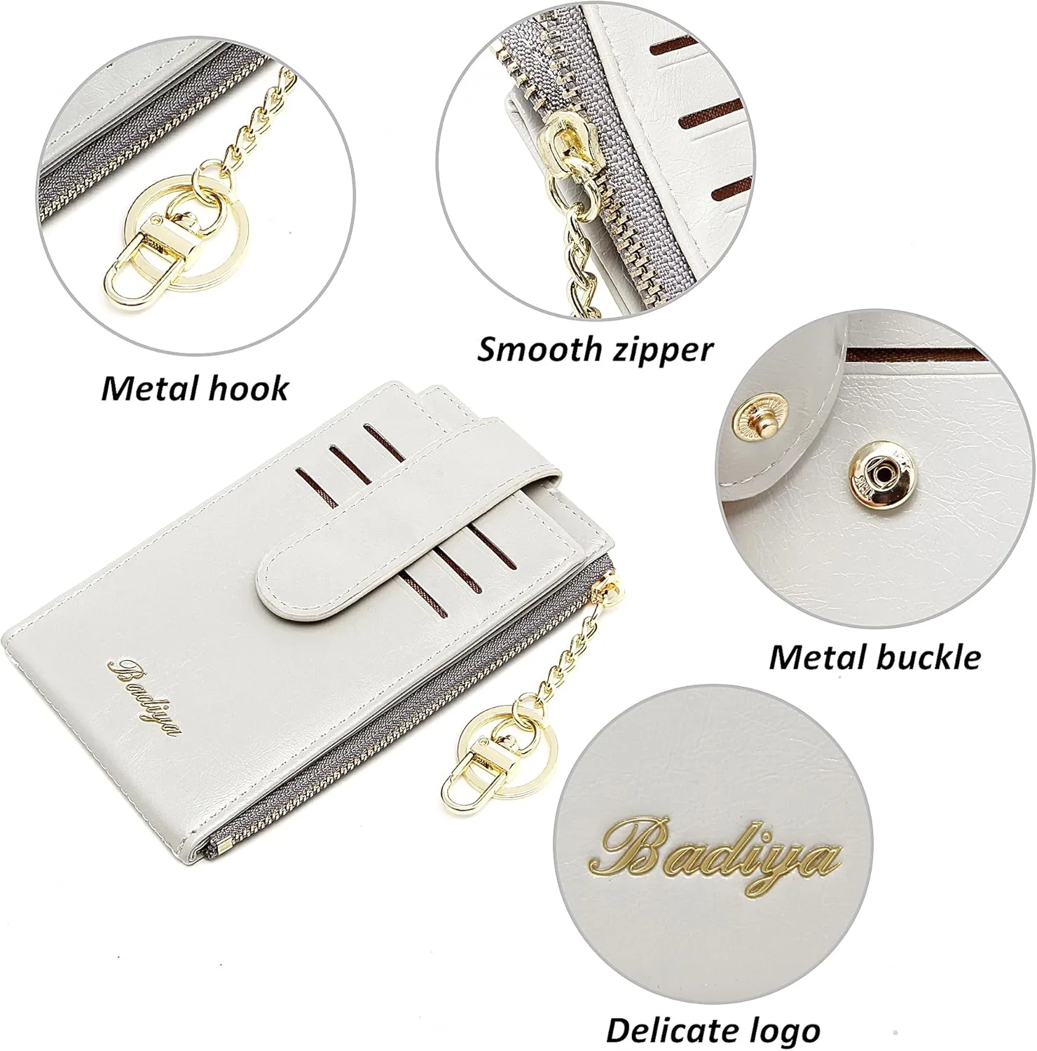 Badiya RFID Card Holder Wallet for Women Slim Wallets Bifold Multi Card Case Zipper Coin Purse