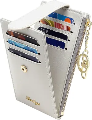 Badiya RFID Card Holder Wallet for Women Slim Wallets Bifold Multi Card Case Zipper Coin Purse