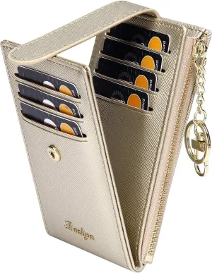 Badiya RFID Card Holder Wallet for Women Slim Wallets Bifold Multi Card Case Zipper Coin Purse