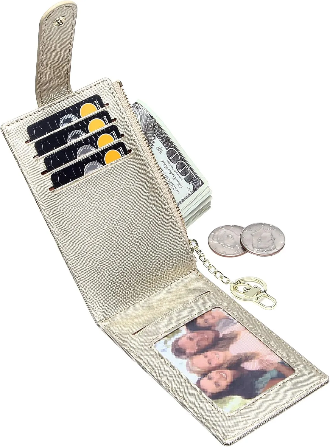 Badiya RFID Card Holder Wallet for Women Slim Wallets Bifold Multi Card Case Zipper Coin Purse