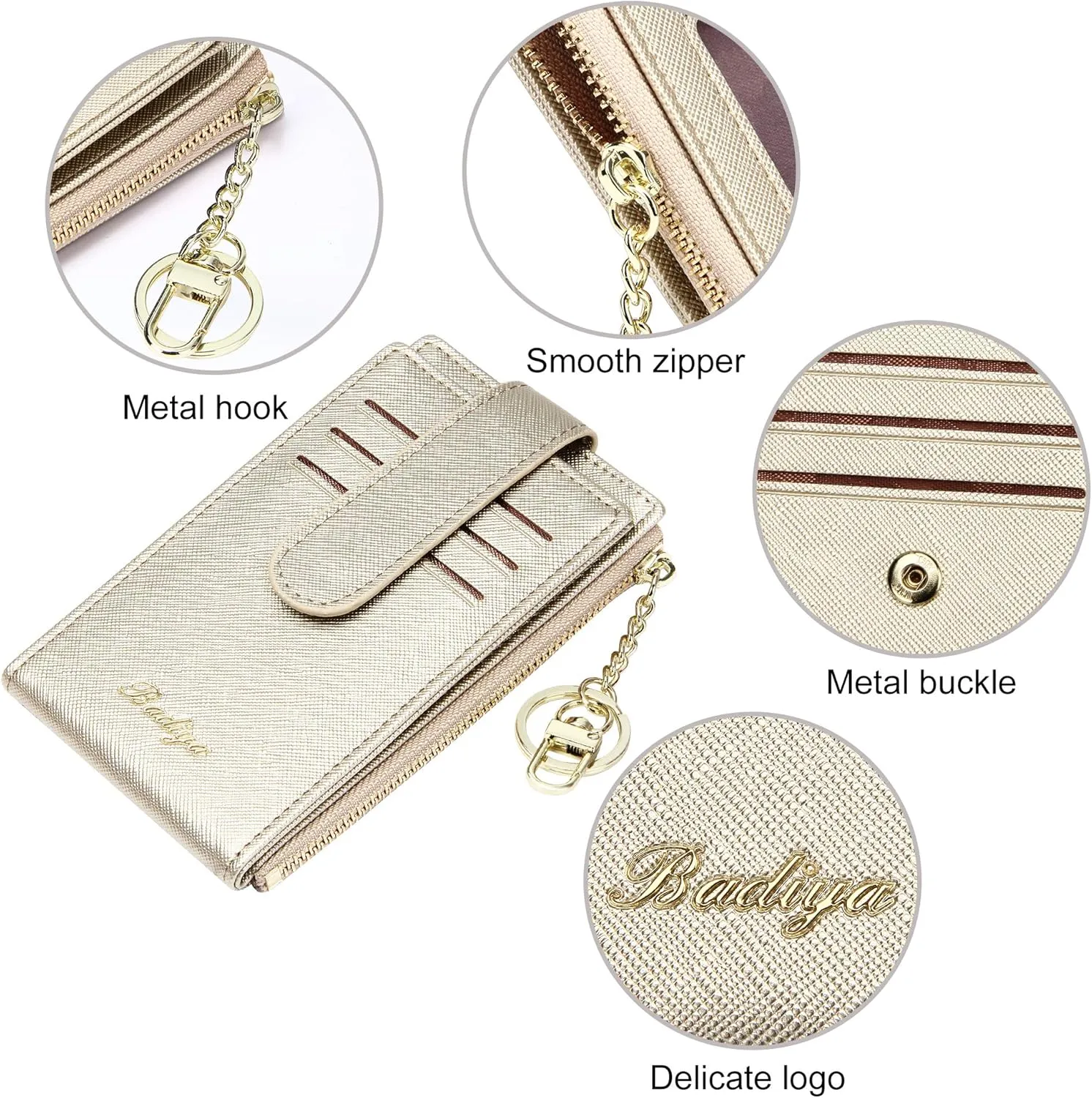 Badiya RFID Card Holder Wallet for Women Slim Wallets Bifold Multi Card Case Zipper Coin Purse