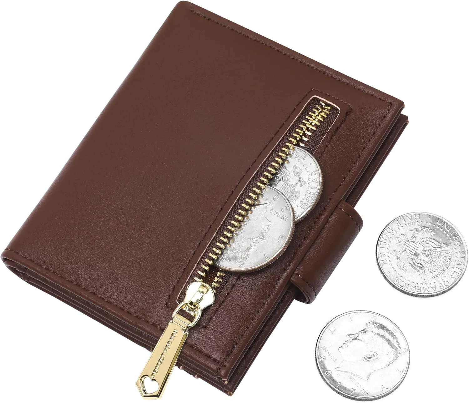 Badiya Small Wallets for Women Bifold Multi Card Case Wallet Slim Credit Card Holder with Zipper Coin Purse