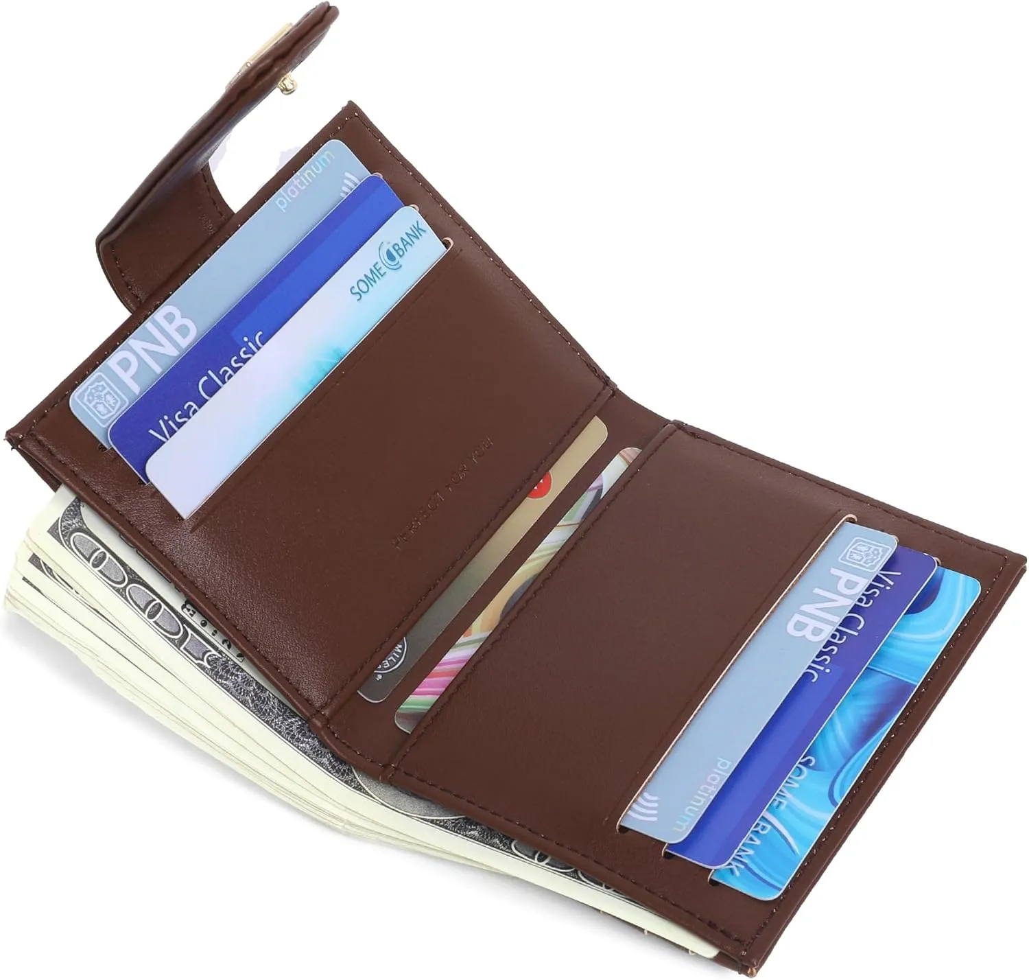 Badiya Small Wallets for Women Bifold Multi Card Case Wallet Slim Credit Card Holder with Zipper Coin Purse