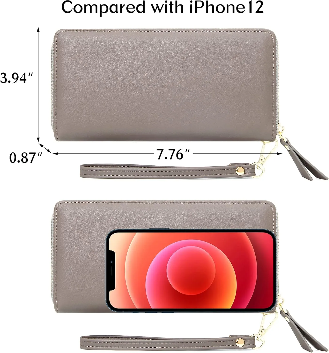 Badiya Womens Wallet Credit Card Holder RFlD Blocking Leather Zip Around Wallets Large Capacity Wristlet