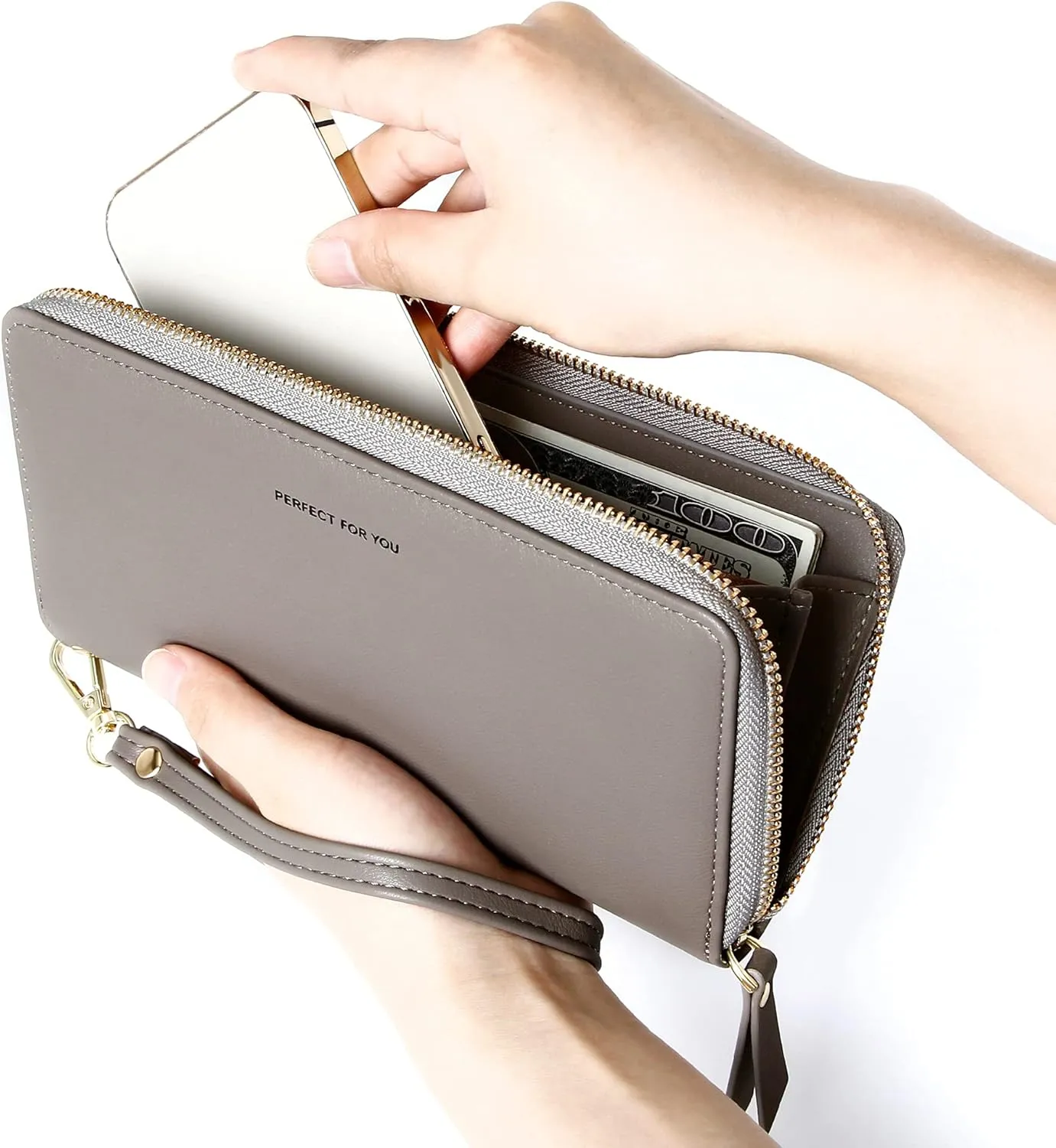 Badiya Womens Wallet Credit Card Holder RFlD Blocking Leather Zip Around Wallets Large Capacity Wristlet