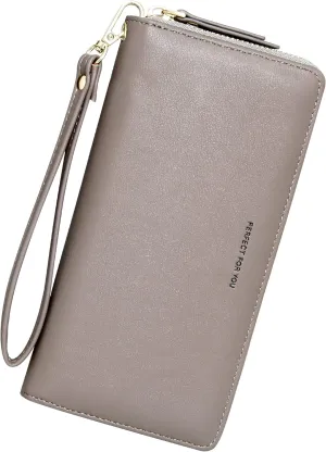 Badiya Womens Wallet Credit Card Holder RFlD Blocking Leather Zip Around Wallets Large Capacity Wristlet