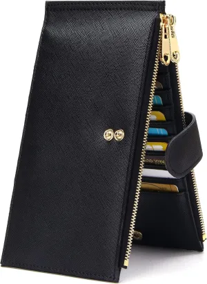 Badiya Womens Wallet RFID Blocking Bifold Multi Card Holder Wallets Large Capacity Cellphone Purse with Zipper Pocket Gift