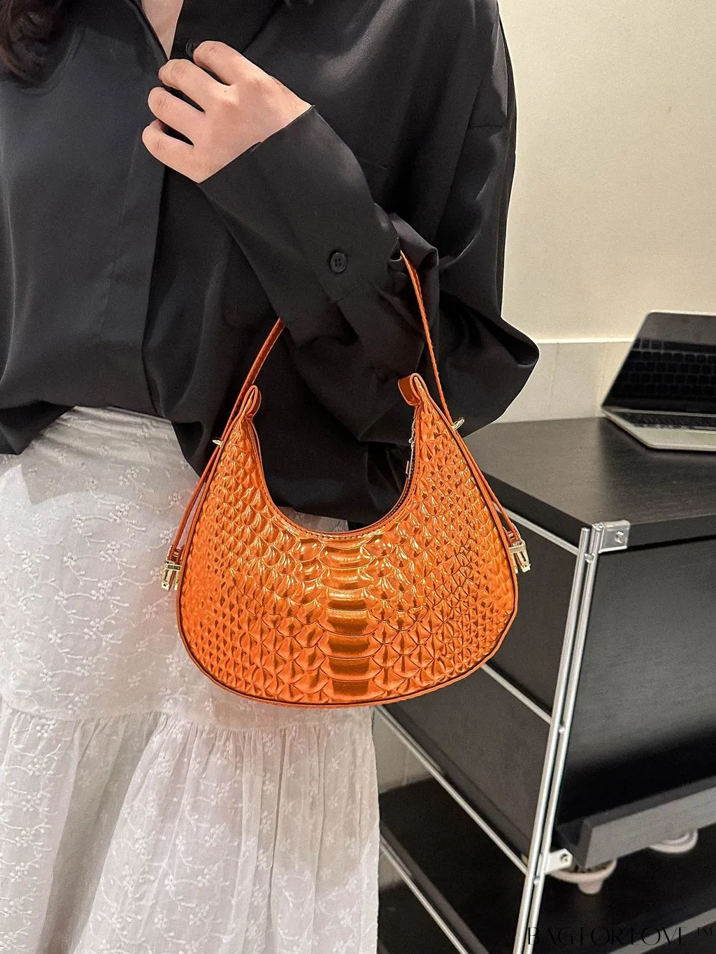 BagForLove - Stylish Green Crocodile Pattern Armpit Shoulder Bag - Fashionable and Trendy Design