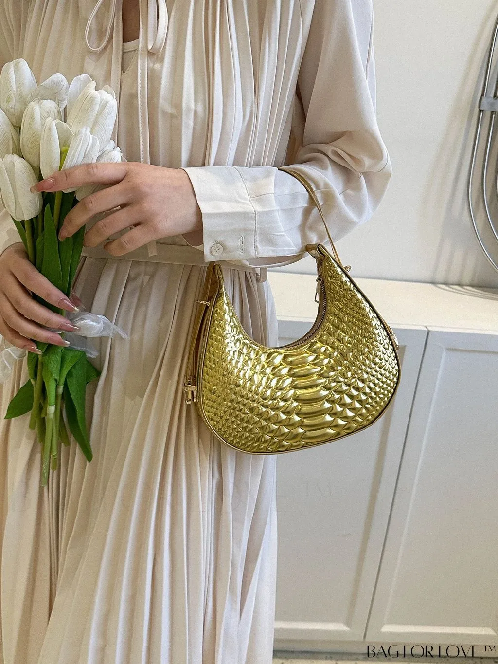 BagForLove - Stylish Green Crocodile Pattern Armpit Shoulder Bag - Fashionable and Trendy Design