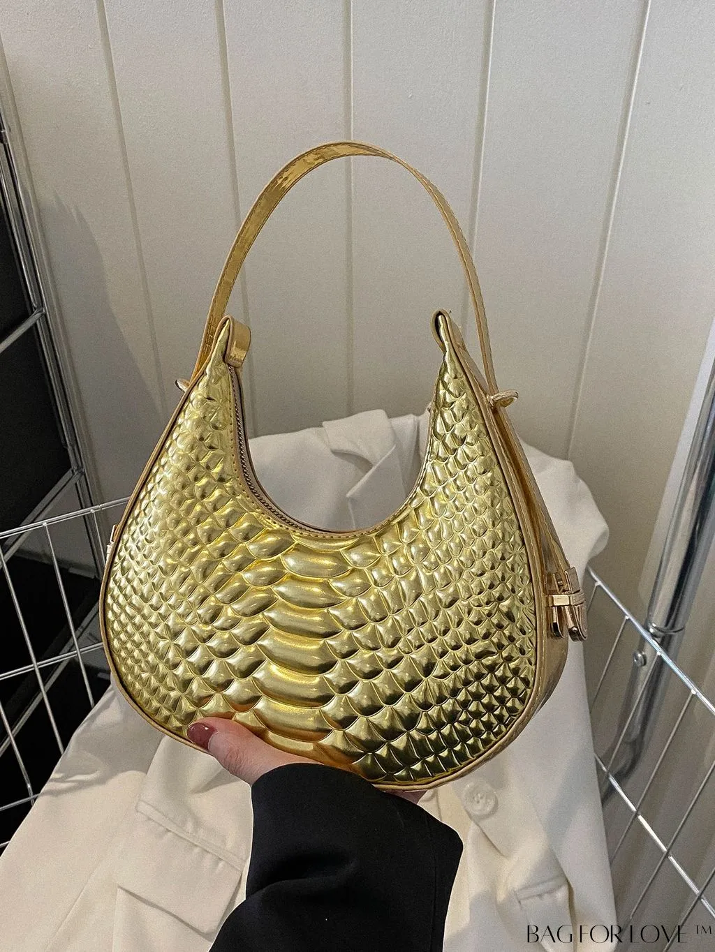 BagForLove - Stylish Green Crocodile Pattern Armpit Shoulder Bag - Fashionable and Trendy Design
