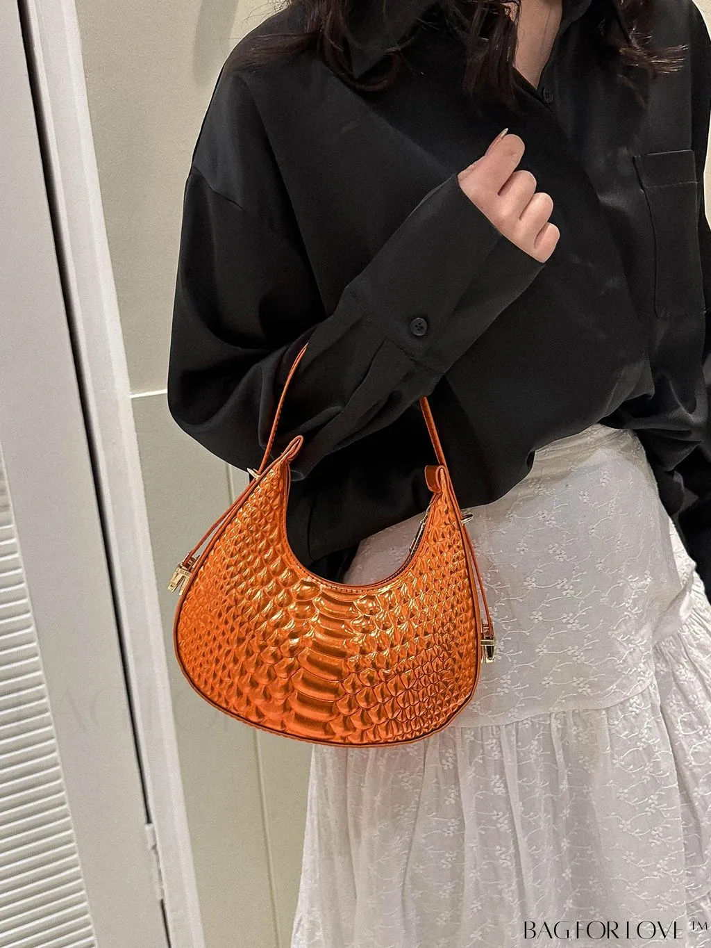 BagForLove - Stylish Green Crocodile Pattern Armpit Shoulder Bag - Fashionable and Trendy Design