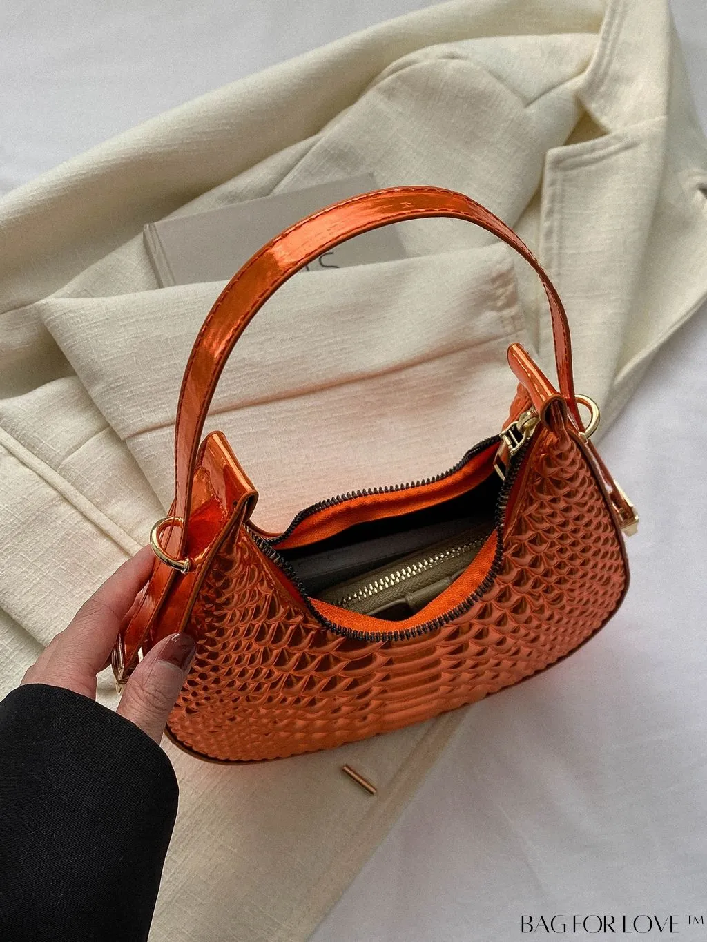 BagForLove - Stylish Green Crocodile Pattern Armpit Shoulder Bag - Fashionable and Trendy Design