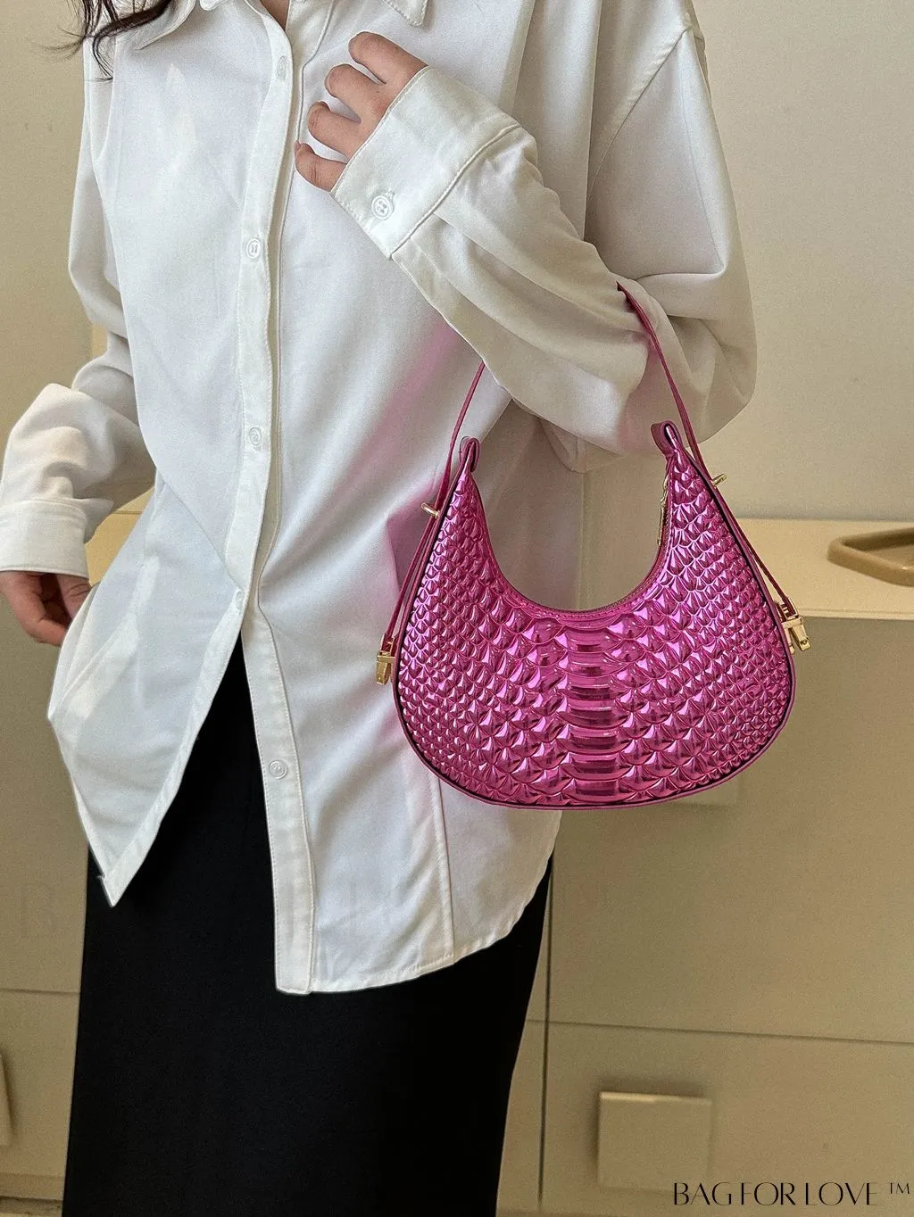 BagForLove - Stylish Green Crocodile Pattern Armpit Shoulder Bag - Fashionable and Trendy Design