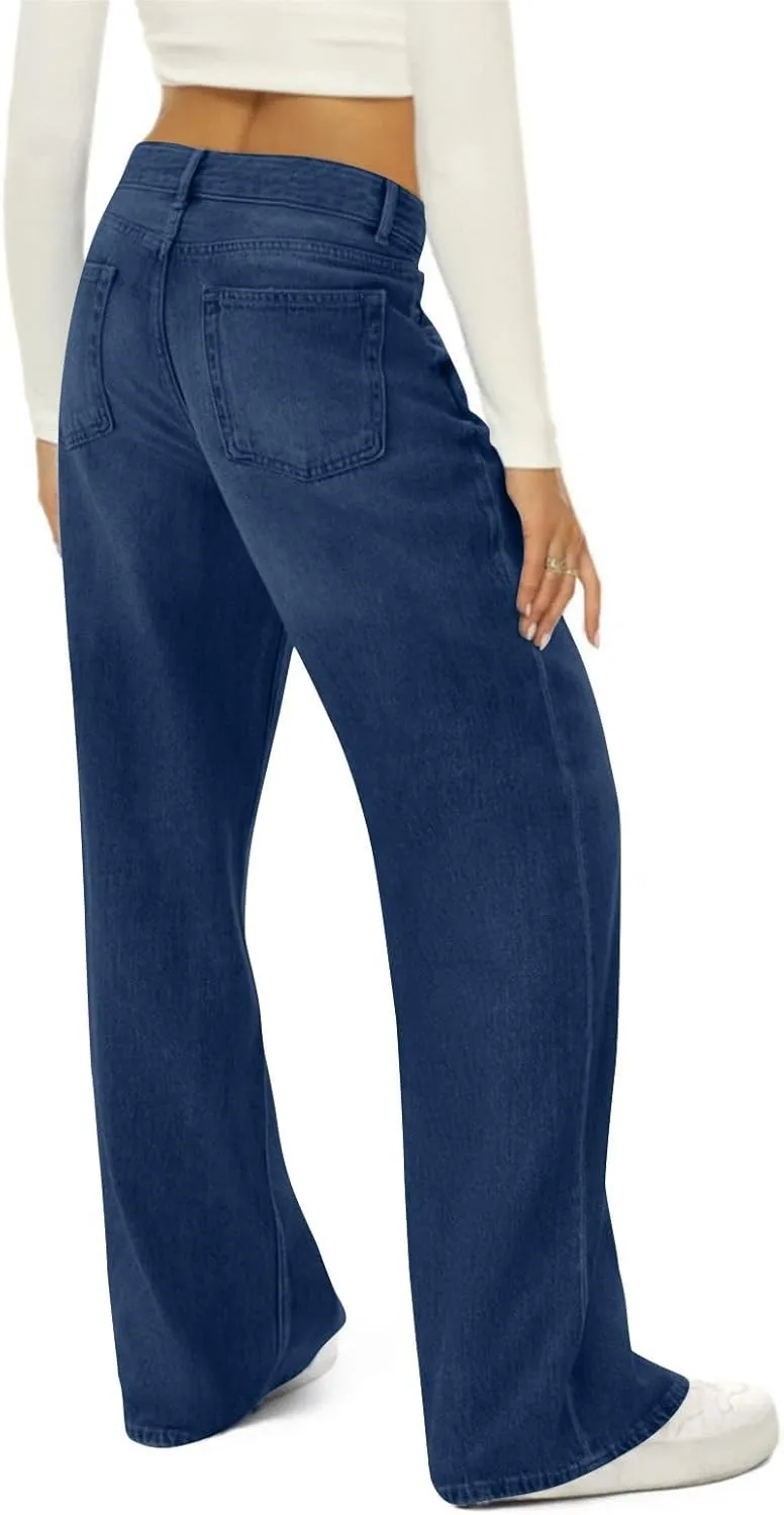 Baggy Jean for Women 2025 Summer Wide Leg Dark Wash 90s Jean Vintage Pant Y2K Streetwear Denim Pant