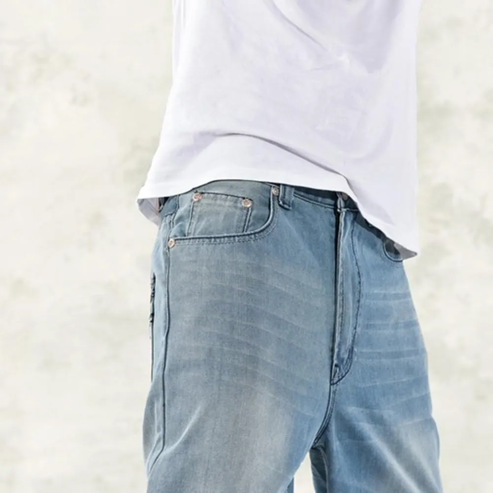Baggy Jeans Men Dark Blue Vintage Straight Leg Skater Jeans