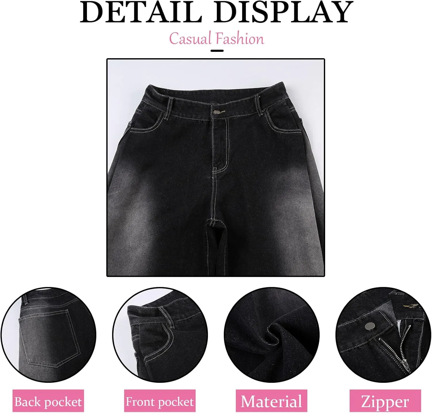 Baggy Wide Leg Jeans for Woman Boyfriend Y2k High Waisted Denim Pants for Teen Girls Loose Fit Vintage Trousers