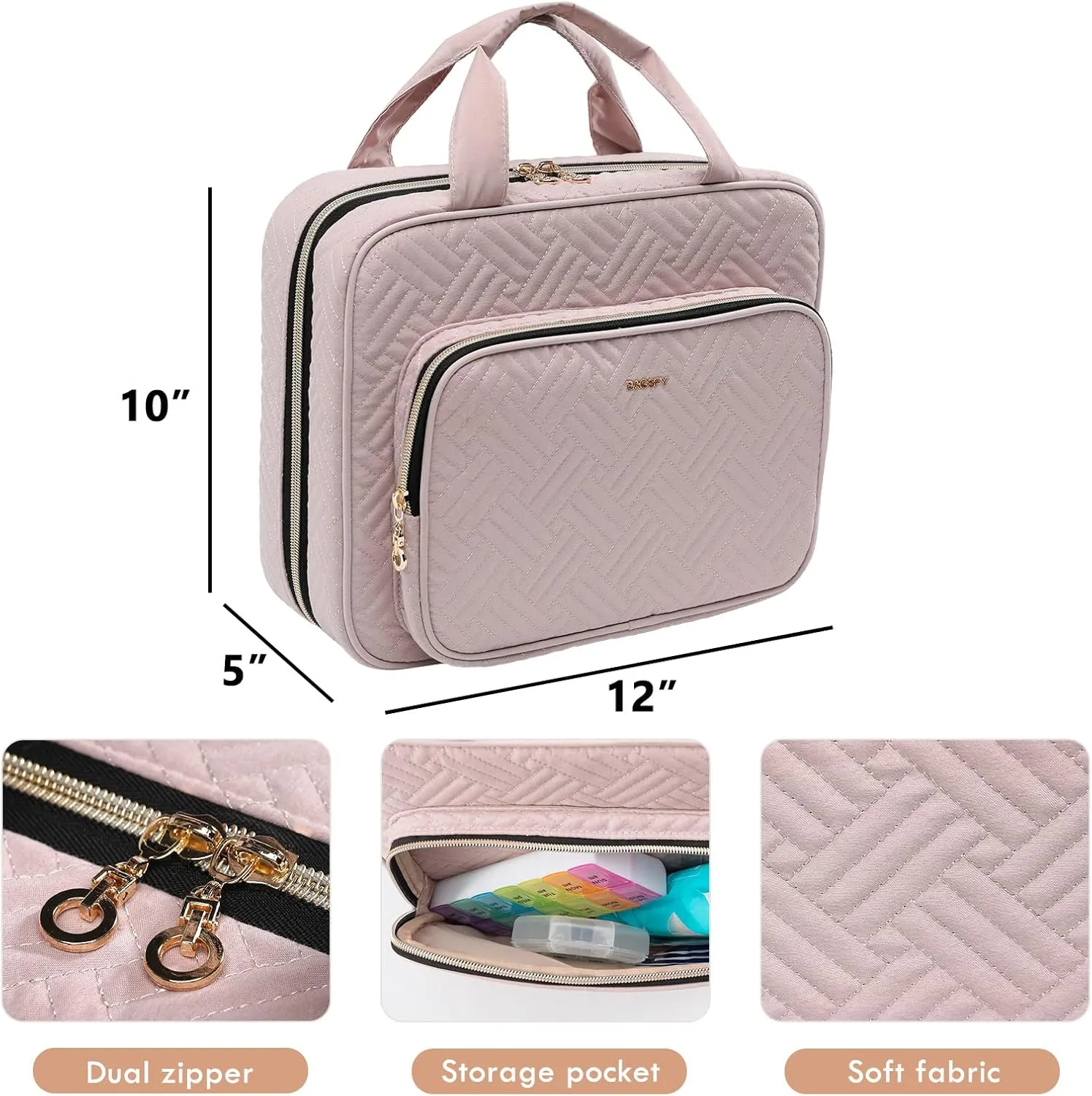 BAGSFY Medicine Bag for Traveling, Pill Bottle Organizer and Storage, Home Medication Bag, Vitamin Bottle Carrying Case Large Purple (Comes with Weekly Pill Organizer)