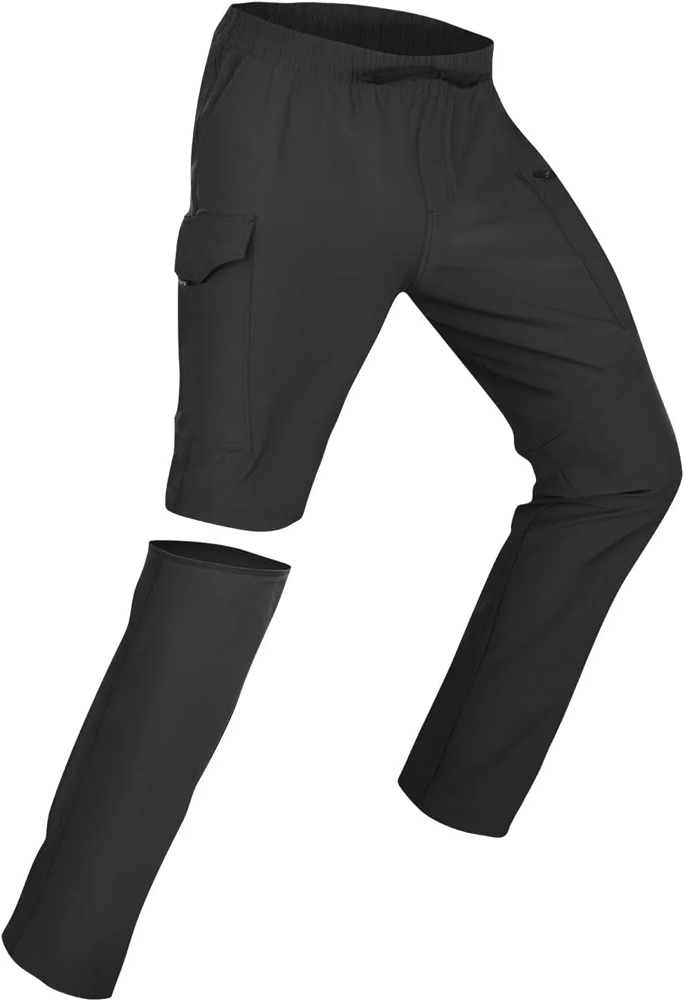 baleaf Men's Hiking Convertible Pants Water Resistant Lightweight Quick Dry Cargo Elastic Waist Outdoor with Zip Pockets