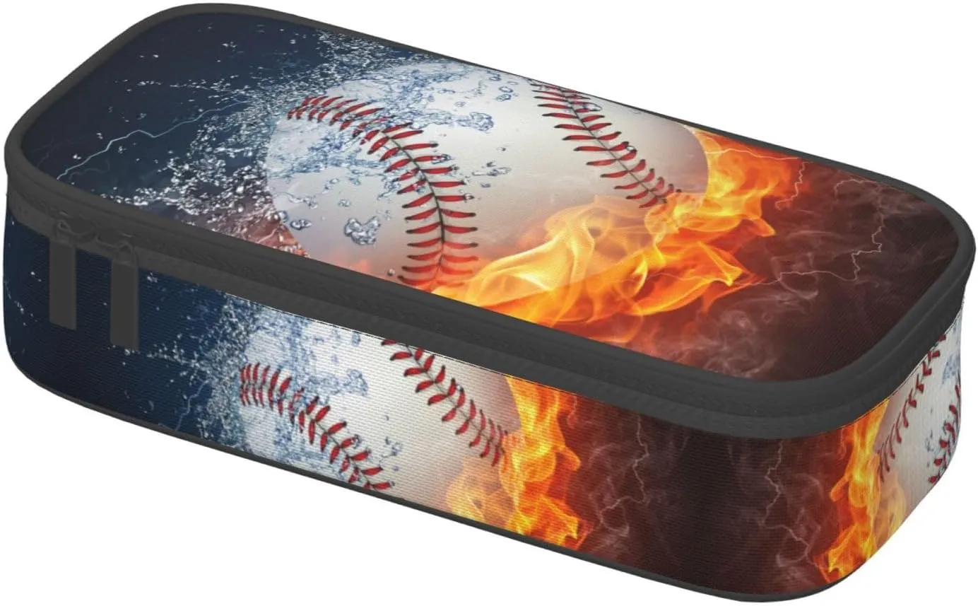 Baseball Ball Pencil Case Big Capacity Storage Pencil Pouch Stationery Bags With Zipper Portable Pen Holder Box Organizer For Boys Girls Teens Student College School Office Supplies
