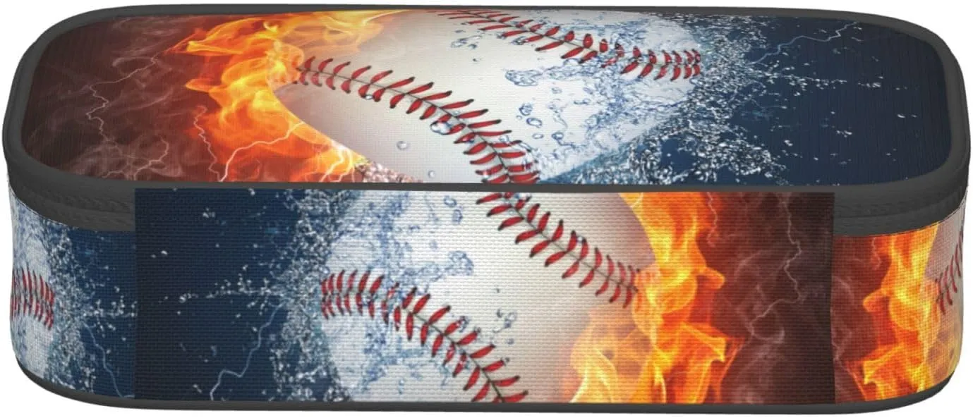Baseball Ball Pencil Case Big Capacity Storage Pencil Pouch Stationery Bags With Zipper Portable Pen Holder Box Organizer For Boys Girls Teens Student College School Office Supplies