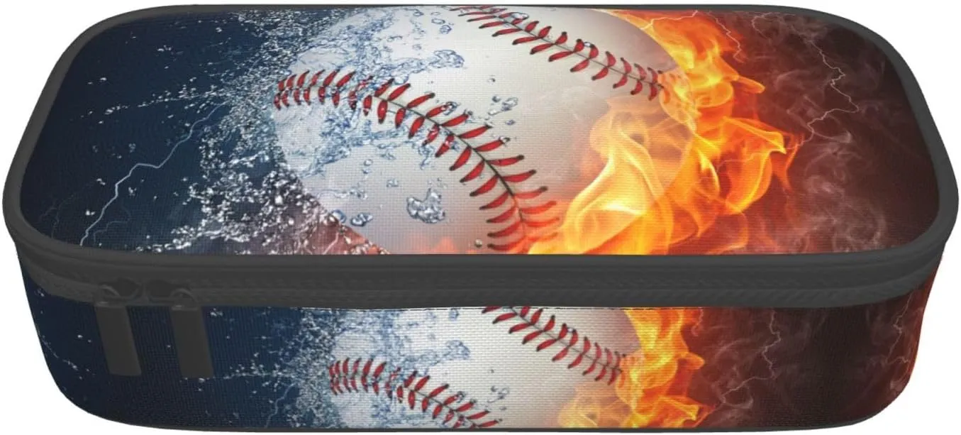 Baseball Ball Pencil Case Big Capacity Storage Pencil Pouch Stationery Bags With Zipper Portable Pen Holder Box Organizer For Boys Girls Teens Student College School Office Supplies