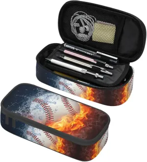 Baseball Ball Pencil Case Big Capacity Storage Pencil Pouch Stationery Bags With Zipper Portable Pen Holder Box Organizer For Boys Girls Teens Student College School Office Supplies