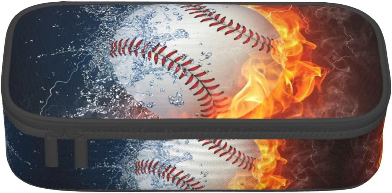 Baseball Ball Pencil Case Big Capacity Storage Pencil Pouch Stationery Bags With Zipper Portable Pen Holder Box Organizer For Boys Girls Teens Student College School Office Supplies