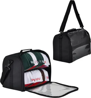 Baseball Hat Organizer Bag for 20-24 Caps, Large Cap Storage Case, Stackable Hat Travel Bag, Portable Hat Carrier for Home & On-the-Go (Black)