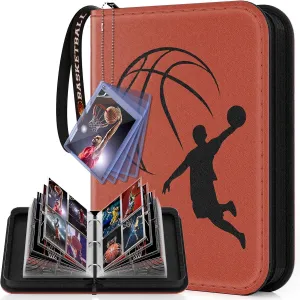 Basketball Card Binder 440 Pocket, Sports Card Binder with Card Display Design, Premium Card Ablums with Sports Pattern Wristband Fit for Basketball Cards 2024-2025