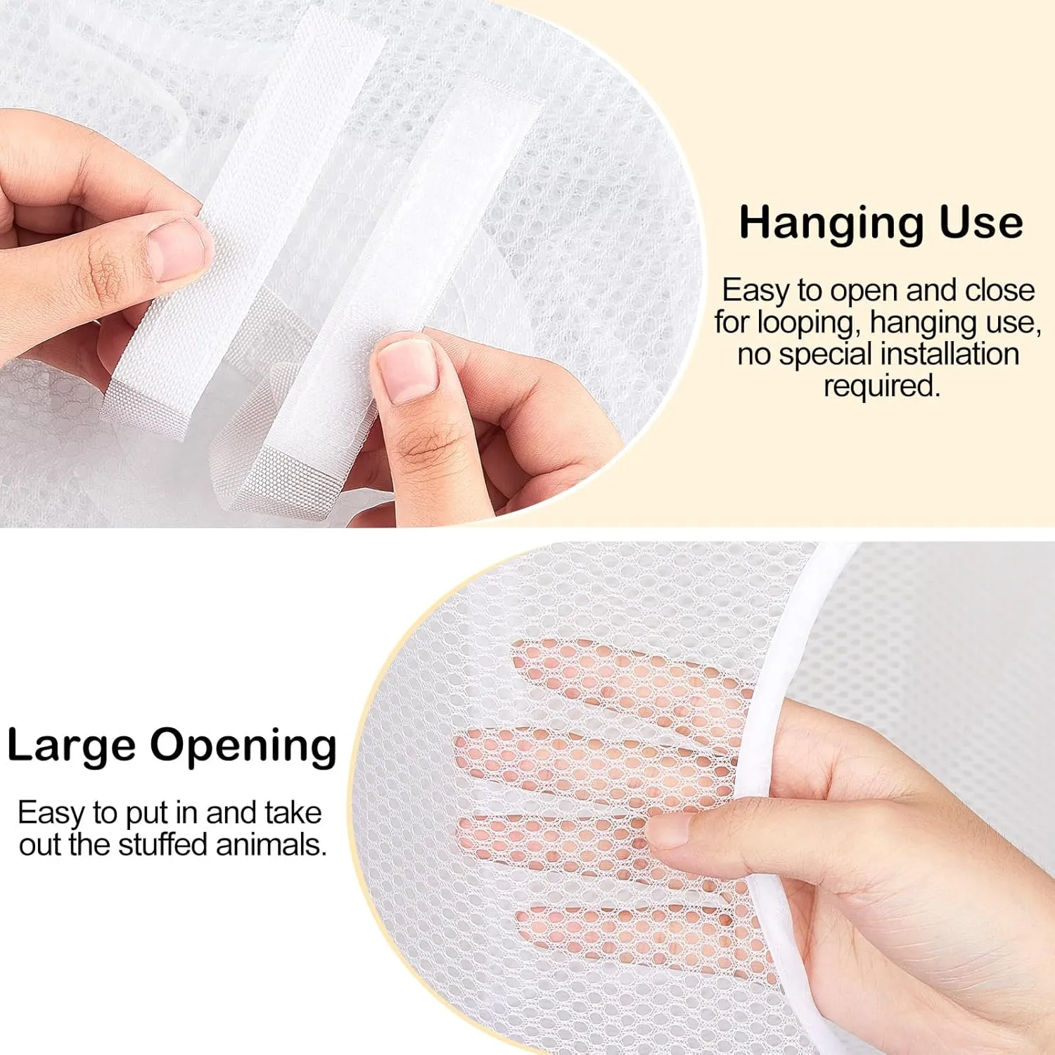 Basumee Stuffed Animals Net or Hammock 2 Pcs Stuffed Animals Storage Toy Net Hammock for Plushies Storage Organizer Mesh Kids Girls Room Decor, White, 5 Tiers