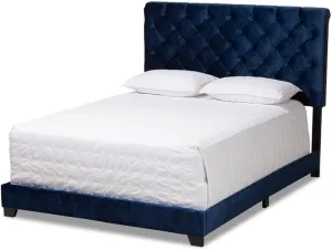 Baxton Studio Candace Luxe and Glamour Navy Velvet Upholstered King Size Bed