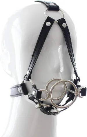 BDSM Open Mouth Gag O-Ring Mouth Gag SM Adjustable Dildo Ring Gag Fetish Head Harness Belt for Woman Men Adults Bondage Restraints Sex Play, Erotic Sex Toy for Couples Flirt Slave Roleplay