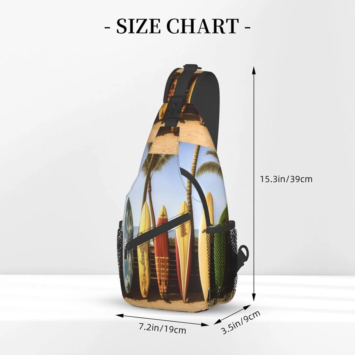 Beach Surfboard Outdoor Cross-body Shoulder Bag, Unisex Backpack For Women Men Young Hiking Travel