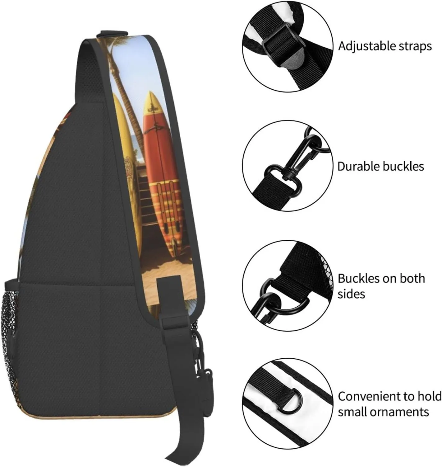 Beach Surfboard Outdoor Cross-body Shoulder Bag, Unisex Backpack For Women Men Young Hiking Travel
