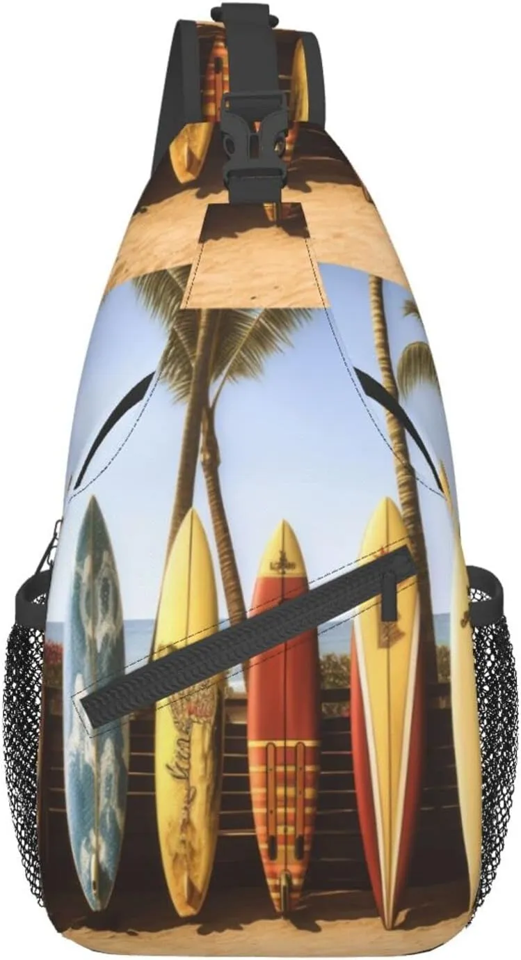 Beach Surfboard Outdoor Cross-body Shoulder Bag, Unisex Backpack For Women Men Young Hiking Travel