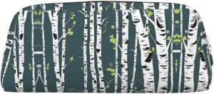 Beauty Birch Tree Print Large Capacity Pencil Case,Pencil Pouch With Zipper, Durable Leather Pen Bag For Office, Travel