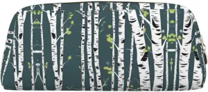 Beauty Birch Tree Print Large Capacity Pencil Case,Pencil Pouch With Zipper, Durable Leather Pen Bag For Office, Travel