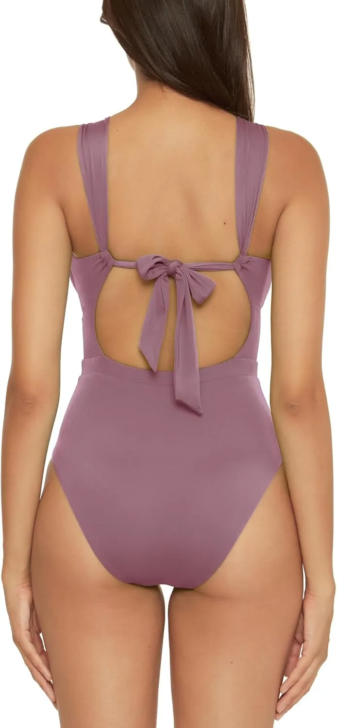 BECCA Women's Standard Color Code Convertible Bandeau One Piece Swimsuit, Asymmetrical Straps, Bathing Suits